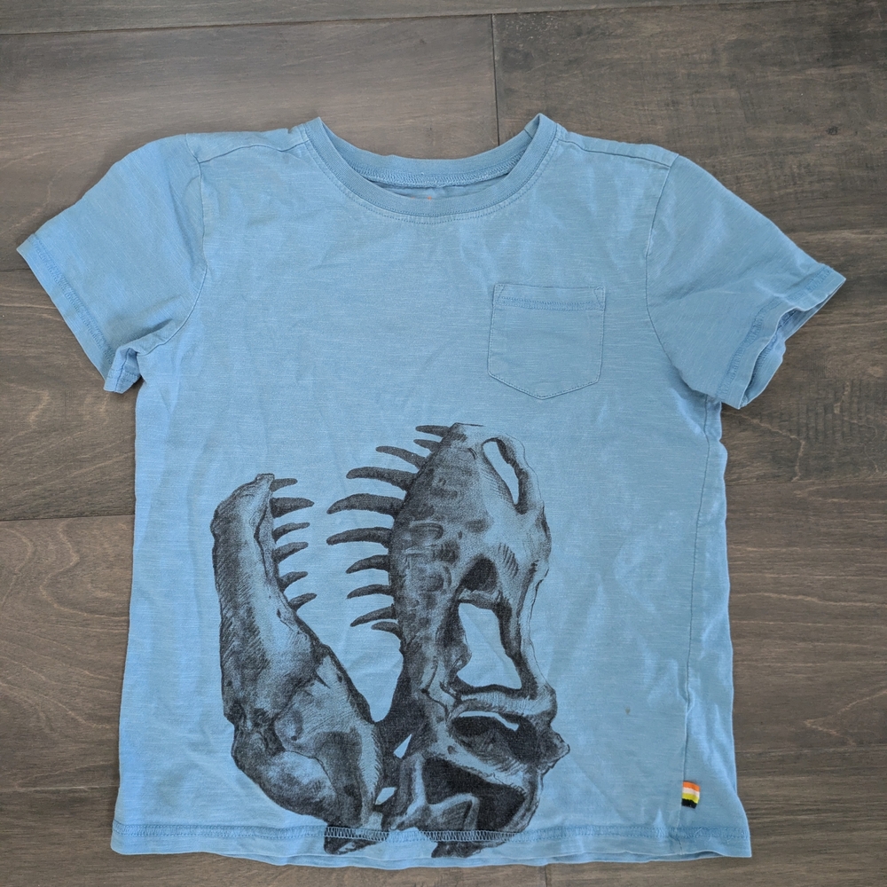 Hatley Light Blue Short Sleeve Tee with Black Dinosaur Skull